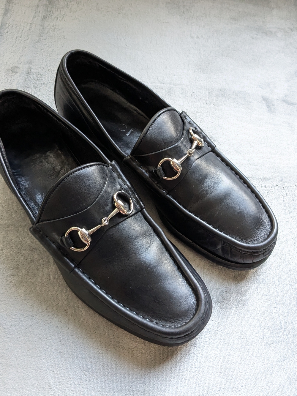 Gucci Horsebit Loafers Black Men US 9.5 Leather Slip Ons